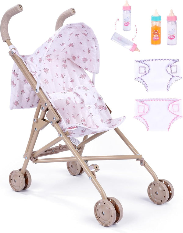 BABESIDE One-Touch Baby Doll Stroller Sturdy & Durable for 12-15 Inch Dolls,