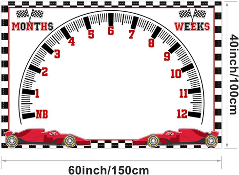 CSFOTO Racing Car Baby Monthly Milestone Blanket, Newborn Growth Record Prop for Baby Boy Photography, 60"x40"