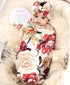 Set Galabloomer Baby Girl Newborn Receiving Blanket with Headband Baby Swaddle Nursery Swaddle Wrap with Card (Ivory