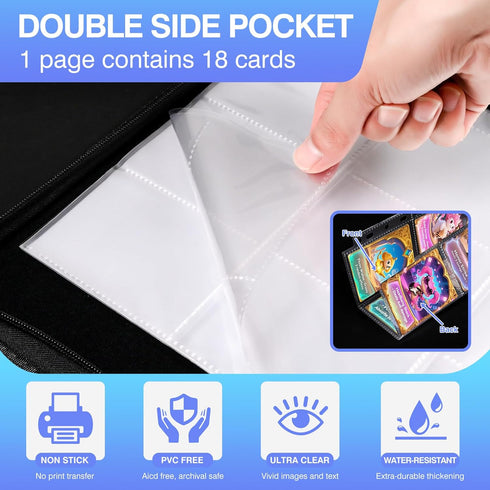 360 9 3 (20 Pack) Pockets Binder Card Sleeves Double-Sided Pocket Trading Card Pages for Ring Binder, Clear Plastic