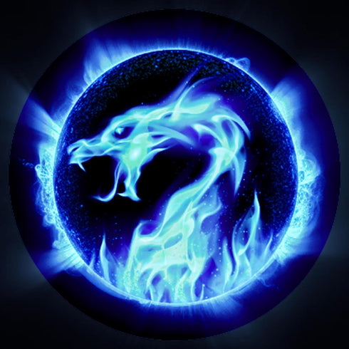 AUSTOR 7 Pieces Blue Flame Dragon Resin Dice Set - DND Dice for Role Playing Dungeons and Dragons with Case