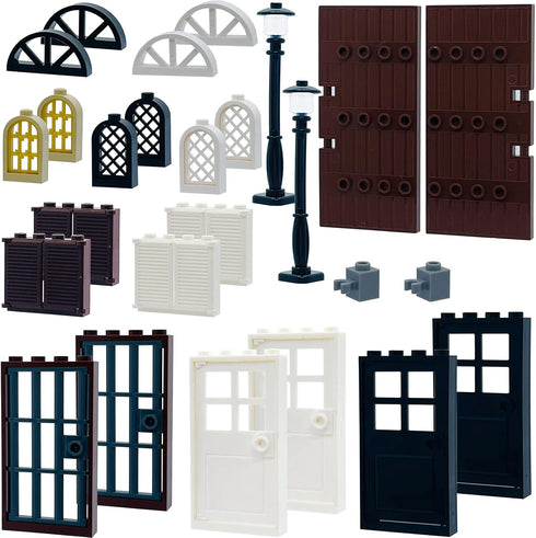 Building Bricks Kit, Glasses, Windows and Doors Set Accessories for Kids, Compatible with Major Brands