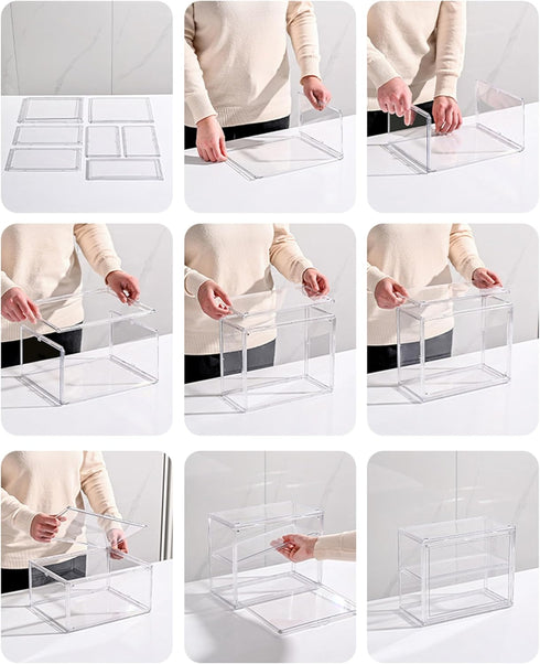 2 Pack 2/3 (2, 3 Acrylic Display Case, Layer Adjustable Figure Display Case, Wall-Mounted Dustproof Showcase
