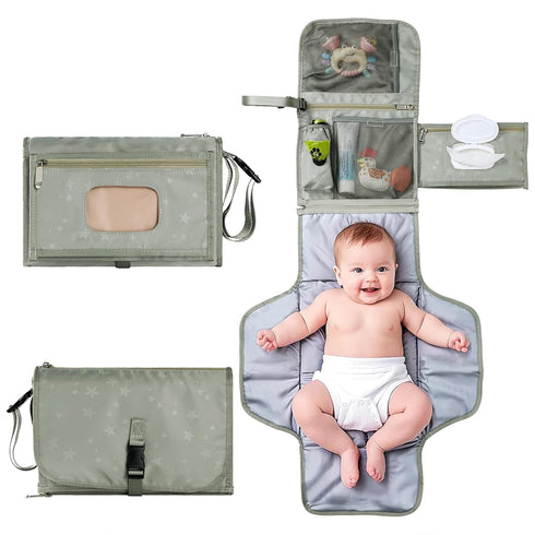 Cateep Portable Baby Diaper Changing Pad with Wipe Dispenser and Waste Bag Dispenser