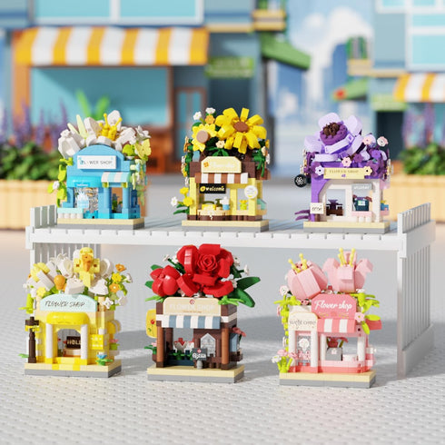 Jollcnoia Set Lilies Mini Flower Shop Building Toy Street City Store View Micro House Toys Festival Blocks for Home