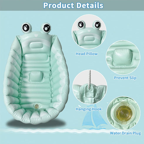 HotMax Inflatable Baby Bathtub Portable Travel Bath Tub for Infants to Toddler Foldable Non Slip Spa Tub with Air Pump