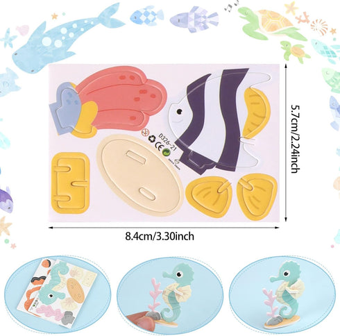 25 3D Kids,3D CCINEE Pcs Educational Cartoon Puzzles for Ocean Learning Educational Paper Puzzle Game for DIY Crafts