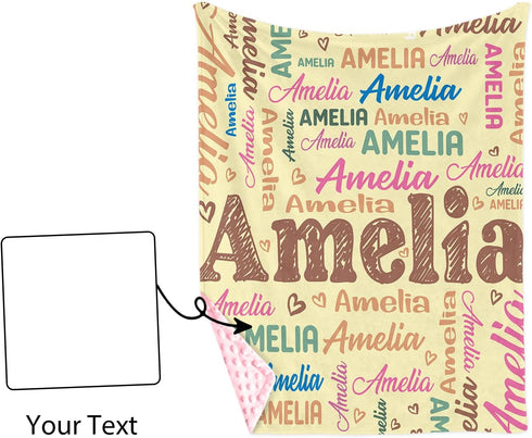 Personalized Baby Blankets for Boys Girls, Custom Name Print Yellow Baby Blanket, Soft Minky Dot Receiving Blanket
