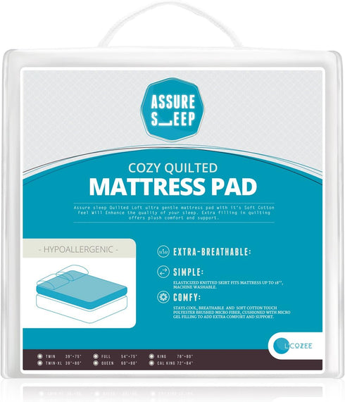 COZEE L' Super Special White Event: Assure Sleep, Hypoic Waterproof Fitted Crib & Toddler Protective Mattress Pad
