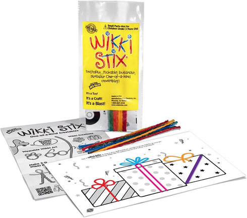 WIKKI STIX Birthday Fun Favors, Pack of 20 Individual Fun Favors with Birthday Themed Play Sheet