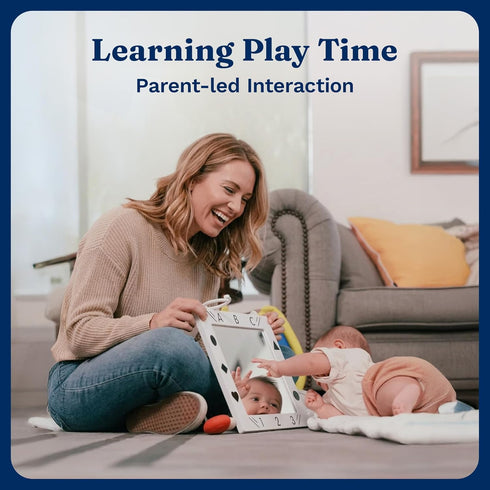 Tummy 12x12 012 Premium Tactile Baby Mirror Toy for Time & Play, Double-Sided High-Contrast Sensory, Supports Crawling