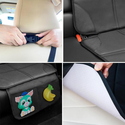 OpNelDum 600D 2 Car Seat Protector for Child, Thick Padding Seat Protector Under Baby, Waterproof Non-Slip Fabric