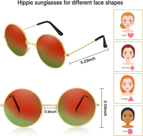 Bememo 20 Pieces Hippie Headband Glasses Costume Set, Includes 10 Pieces Multicolor Daisy Flower Crown and 10 Pieces