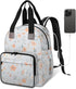 Eativisa Backpack-Multi-functional Simple small flowers Diaper Bag mother and baby bag Thermal compartment USB charging