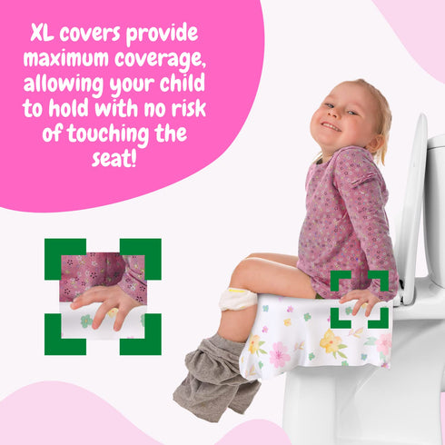 20 Pack Extra Large Disposable Toilet Seat Covers (Floral) - Toddler Toilet Covers for Full Coverage, Ideal for Travel