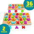 Chuckle & Roar - 2 Pack ABCs and 123s Wooden Puzzle - Fun Educational Puzzle for Kids - Develops Fine Motor Skills