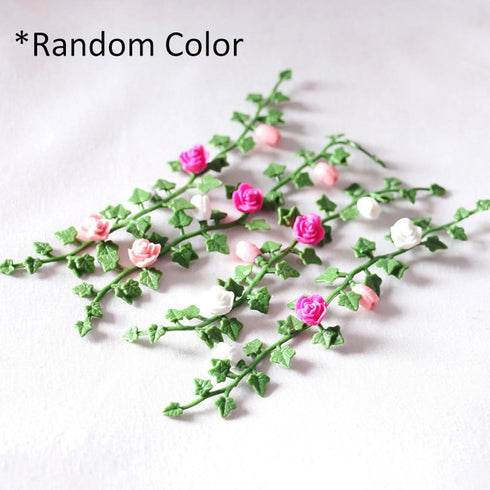 Aorvoras (4PCS) Dollhouse Vines - Miniature Rose Flower Vine for Fairy Garden Decoration