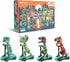 DINOBROS Dinosaur Scooter Toys - Pull Back Cars Mini Finger Kick Scooters, Dino Gift Sets for Kids 4-Pack