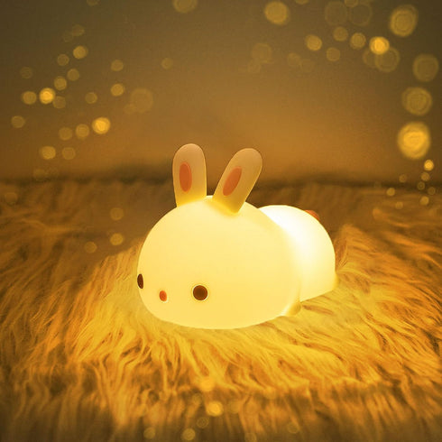 YOTOZU Cute Bunny Night Light, USB Rechargeable Kids Night Light with Warm White and 16 Colors Breathing Modes
