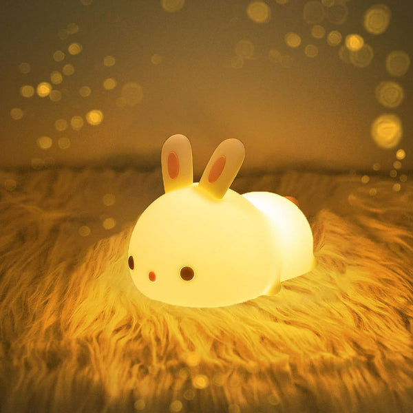 YOTOZU Cute Bunny Night Light, USB Rechargeable Kids Night Light with Warm White and 16 Colors Breathing Modes