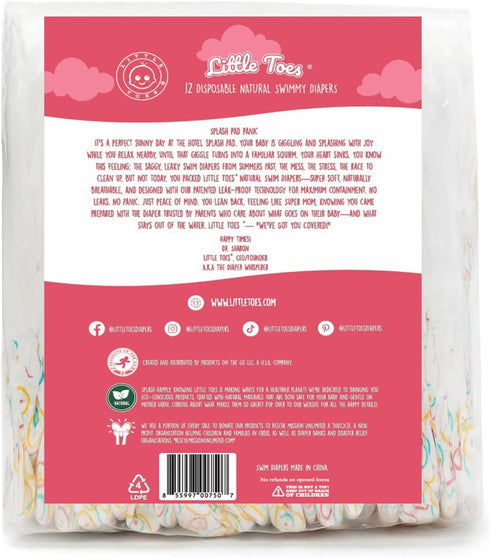 5 (26+ lbs) (12 Count) Little Toes Premium Natural Disposable Swim Diapers, Size Large | Baby Disposable Swim Diapers |
