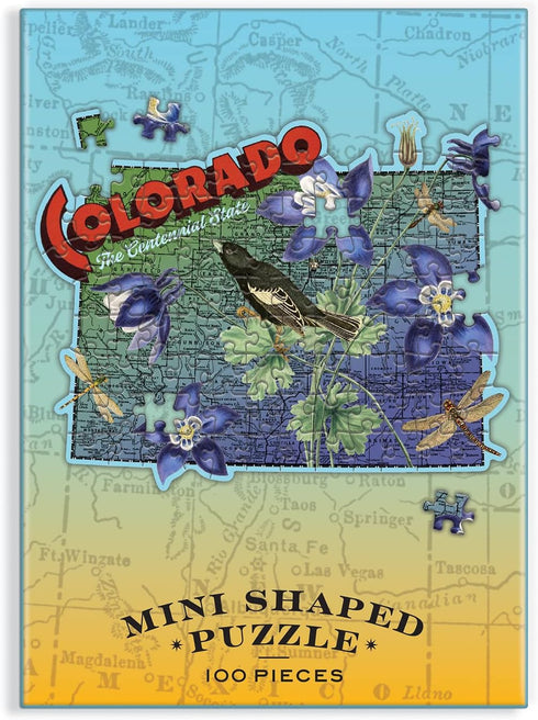 Wendy Gold Colorado Shaped Mini Puzzle – 100 Pieces, 8” x 9.75”, Die-Cut Jigsaw Featuring Art by Wendy Gold