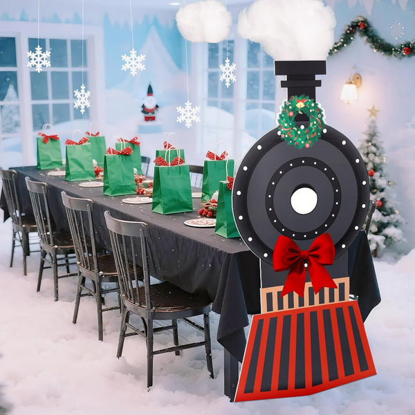 Oudain 2 Pcs Christmas Express Train Decoration Steam Train Table Decoration with