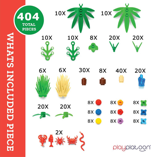 Play Platoon 404 Piece Jungle Building Bricks Kit, Botanical Forest Building Block Compatible with Major Brand