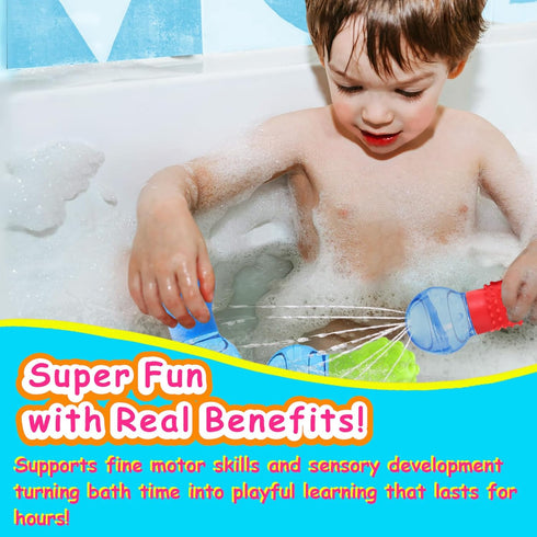 HAPATOYS 3Pack 1-3 Bath Toys for Toddlers - Sensory Squeezing Water Bathtub Toys for Kids | Bath Tub & Pool Floating