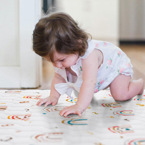 71" 59" Tummy Boho Rainbow Baby Play Mat X Non-Slip Cushioned Baby Crawling Mat Letter Playmats, Kids Play Mats Pad
