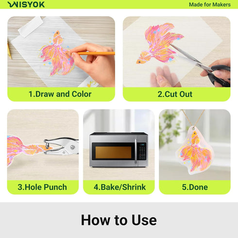 30pcs 8.2X5.8inch WISYOK Shrinky Film, Shrink Plastic Sheets for Crafts, Jewelry Making, Classroom Projects, Custom