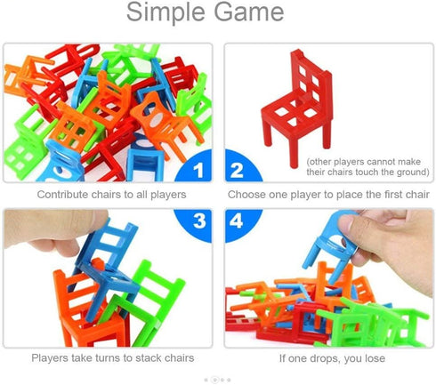 Jenilily Stacking Chairs Game, Family Board Balancing Toys for Kids (18 Chairs Toys Set)