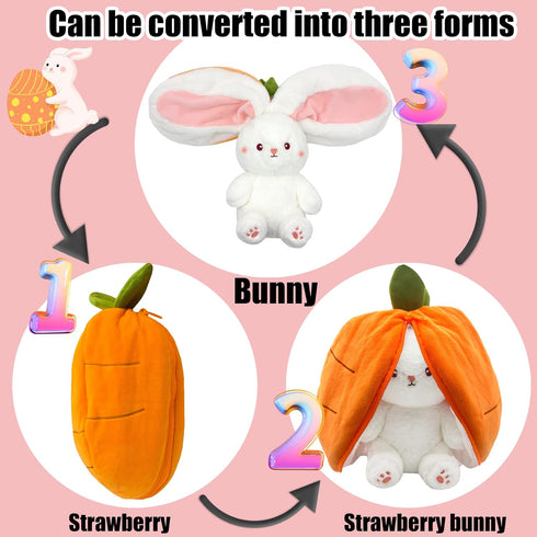 13.80 inches) YOUBLEK Bunny Stuffed Animal,Carrot Reversible Cuddle Bunny Plush Doll with Zipper Cute Soft Rabbit Toys