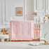 3 Set Flysheep Pieces Tufted Crib Bedding with Ruffle Fringe, Pink Ruffled Comforter with Fitted Sheet and Bed Skirt
