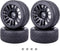 Preglued 1/10 On Road Wheels and Tires, 12mm Hex Rubber Flat Racing Tires for Traxxas and Tamiya (4PCS)