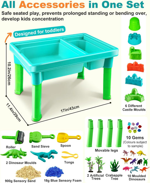 Playset Sets 3-5 Sandbox Kit Sand Table : Sand Bin with Lid Toys Toddler Dinosaur/Ocean Molds Enhance Creativity