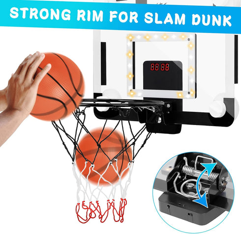 CYFIE Basketball Hoop Suction Cup - LED Light Basketball Hoop with Scoreboard & 3 Balls for Kids