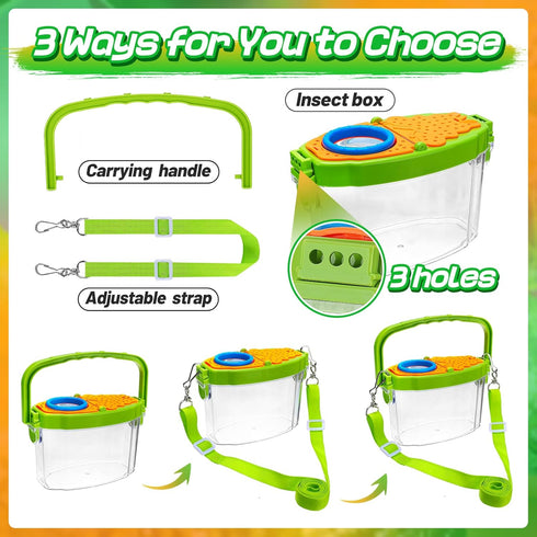 2 Sets Kids Bug Habitat Outdoor Explorer Kit, Gifts with Handle and Strap for Kids Age 3-8, Outdoor Adventure Toys