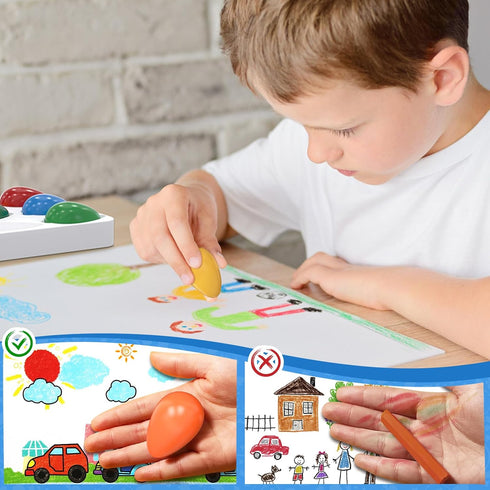 Tencoz 9 3+, Colors Easter Egg Crayons for Kids, Easy Grip Palm-Grasp Washable Drawing Tools, Easter Basket Stuffers