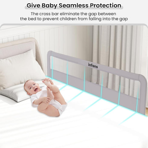 59" INFANS Bed Rail for Toddlers, Foldable Safety Baby Crib Rail Fit for Kids Twin, Extra Long Swing Down Bed Guardrail