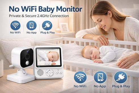 AnKeKe 2.4GHz 2.8'' 2-Way 720p Baby Monitor with Camera and Audio, No WiFi, Video Baby Monitor, Screen, Talk, Night