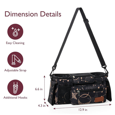 Momcozy Universal Baby Stroller Organizer - 2 Insulated Cup Holders, Detachable Pocket, Adjustable Strap
