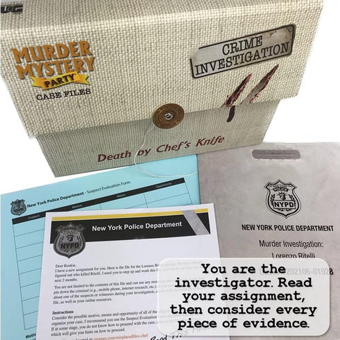 Murder Mystery Party Case Files, Death by Chef's Knife for 1 or More Players Ages 14+