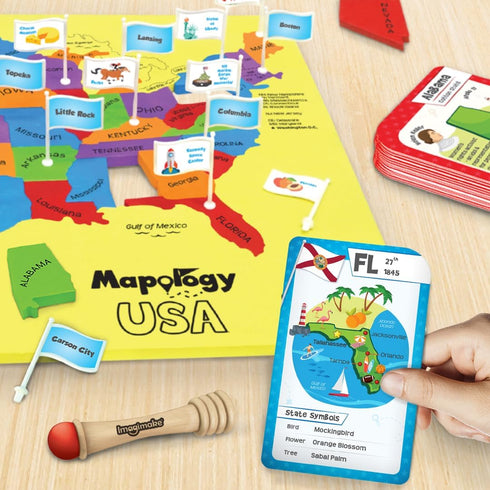 Country- 5-8 6-9 5-8-10 Imagimake Mapology United States Flash Card Puzzle with Flags, Capitals | Educational Toy
