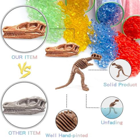 23PCS LC JoyCre Mini Dinosaur Bones and Dinosaur Fossil Skeleton - Plastic Dino Figure Bones for Kids Sandbox Toys