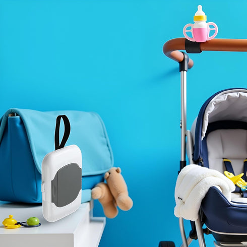 Tustao Gray Travel Wipe Holder,baby wipes dispenser Reusable Wet Wipe Container Box Strollers Hanging Dispensers
