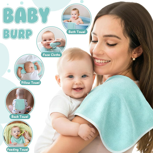 Hahafelt 12 Pack 20 10 Inch Green Baby Burp Cloths for Boys and Girls Coral Fleece x Super Soft Burp Cloths