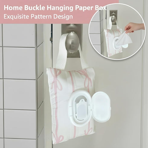 WEIMU Baby Wipes Dispenser with Bow, Refillable Hanging Wet Wipe Pouch, Portable Diaper Wipe Holder for Travel, Car