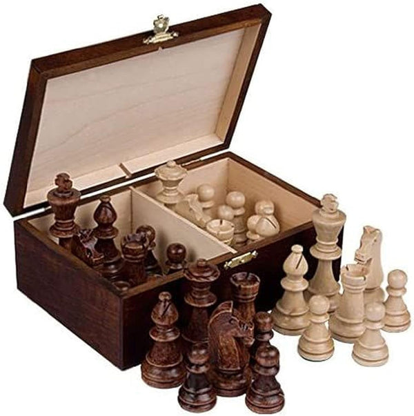 Staunton No. 6 Tournament Chess Pieces - Wooden Box for 2 Players, 3.9-Inch King