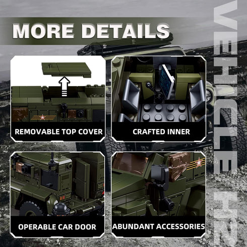 Set 4 6-12 Set, 519 Sluban Military Vehicle Building Toy Army Car, Military Off-Road Vehicle Model, with Soldier